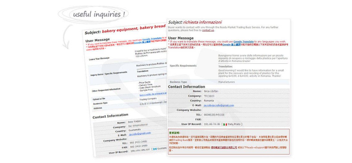 quality / real inquiry from potential buyers with requested details